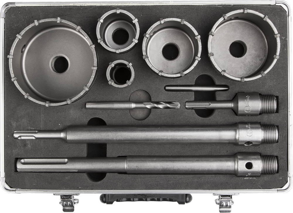 ЗУБР d 33, 68 мм, Alu кейс, набор коронок по бетону с оснасткой, Профессионал (29185-H10)