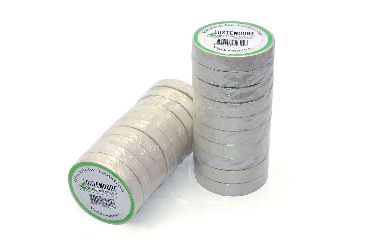 Изолента ПВХ 15мм х 20м белая (толщ.0,12 мм, вес ~40 г) Ostendorf