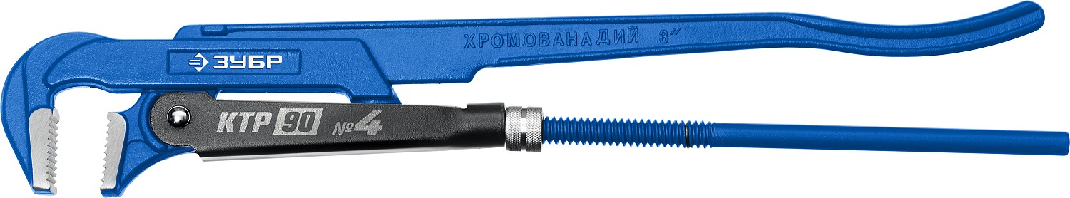 ЗУБР КТР-90, №4, 3″, 670 мм, трубный ключ с прямыми губками, Профессионал (27335-4)