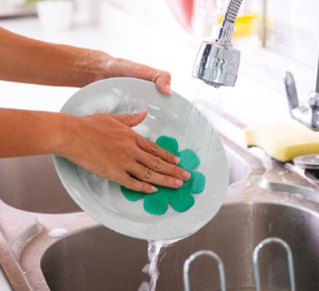 Спонж "Цветочек" для мытья посуды и овощей голубой