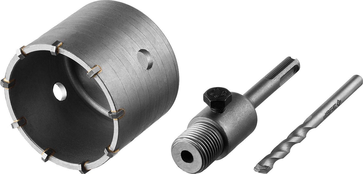 ЗУБР 73 мм, SDS - Plus, 9Т, коронка по бетону с оснасткой (29211-73)