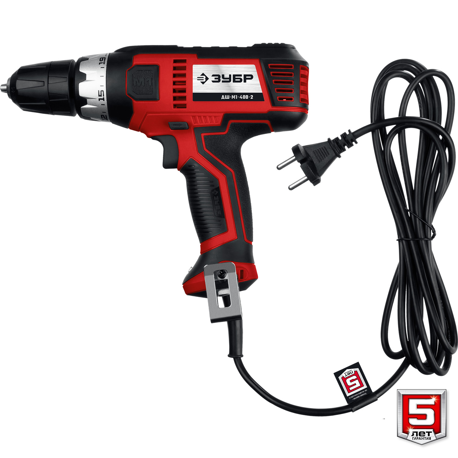 ЗУБР 400 Вт, 40 Н·м, сетевая дрель-шуруповерт (ДШ-М1-400-2)