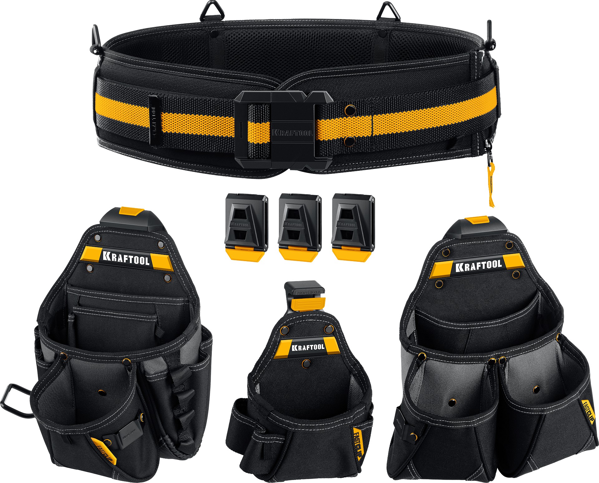 KRAFTOOL KBS-4 пояс монтажника, в комплекте: пояс монтажника и 3 сумки (38760-4)