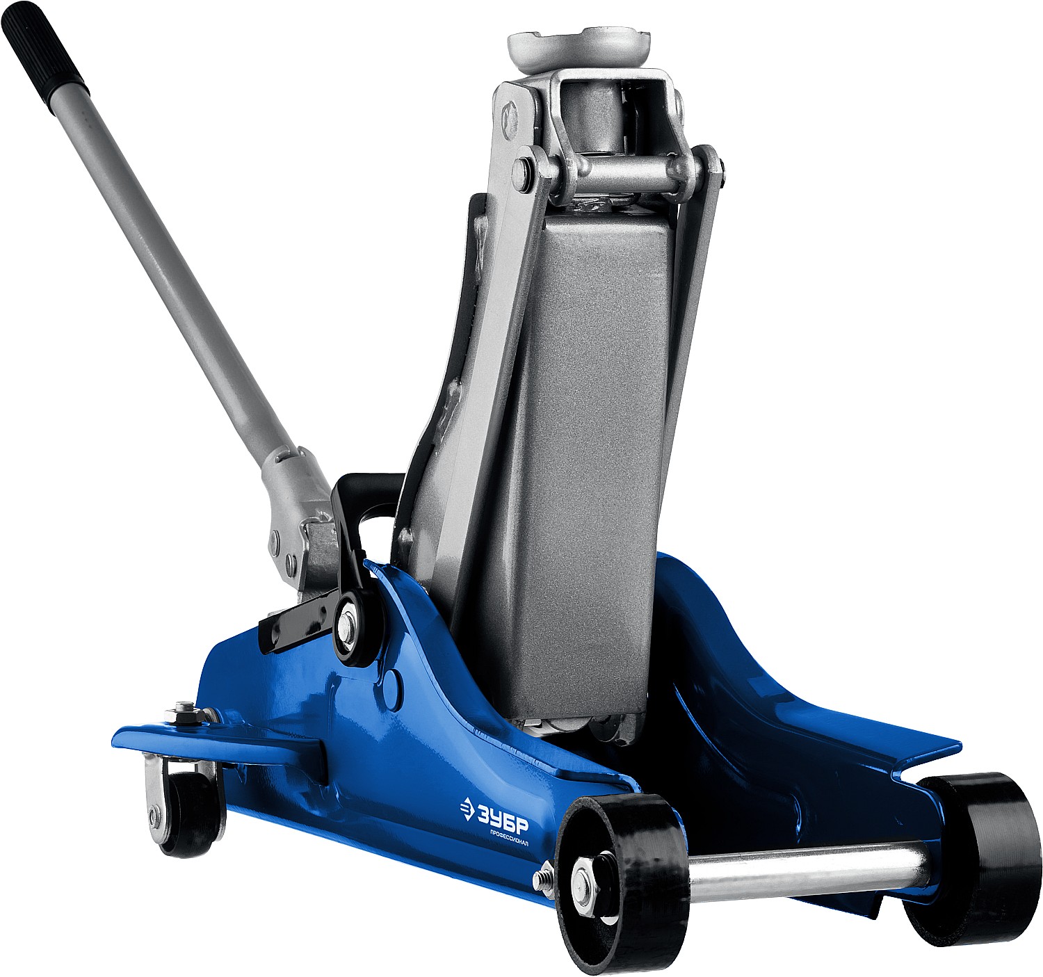 ЗУБР Т-65, 2.5 т, 90 - 360 мм, подкатной домкрат с низким подхватом и поворотной ручкой в кейсе, Профессионал (43057-2.5-K)