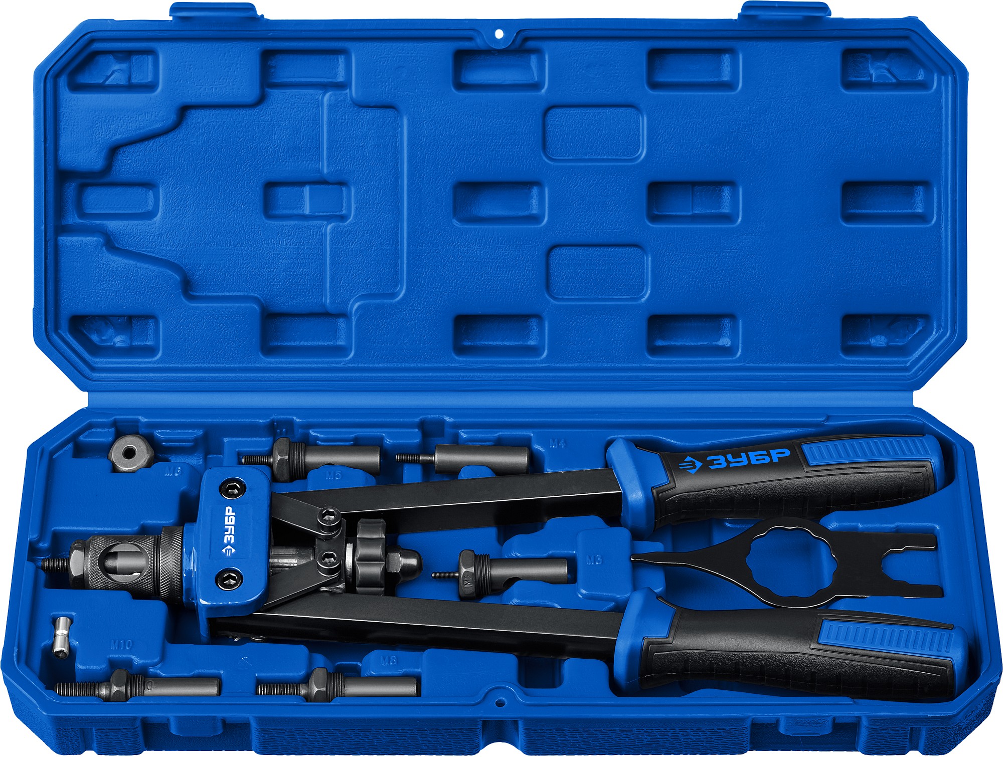 ЗУБР Р-М10, М3 - М10, 360 мм, резьбовой двуручный заклепочник в кейсе, Профессионал (31056)