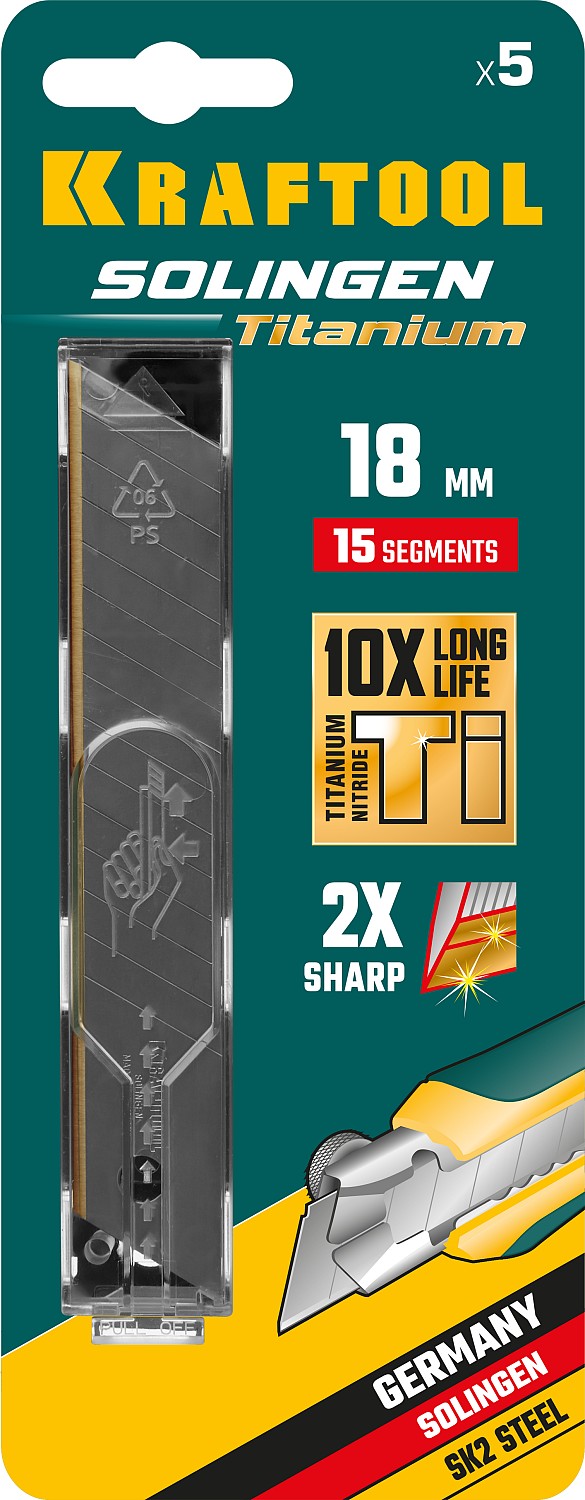 KRAFTOOL 18 мм, 5 шт, сегментированные лезвия (09606-TIN-18-S5)