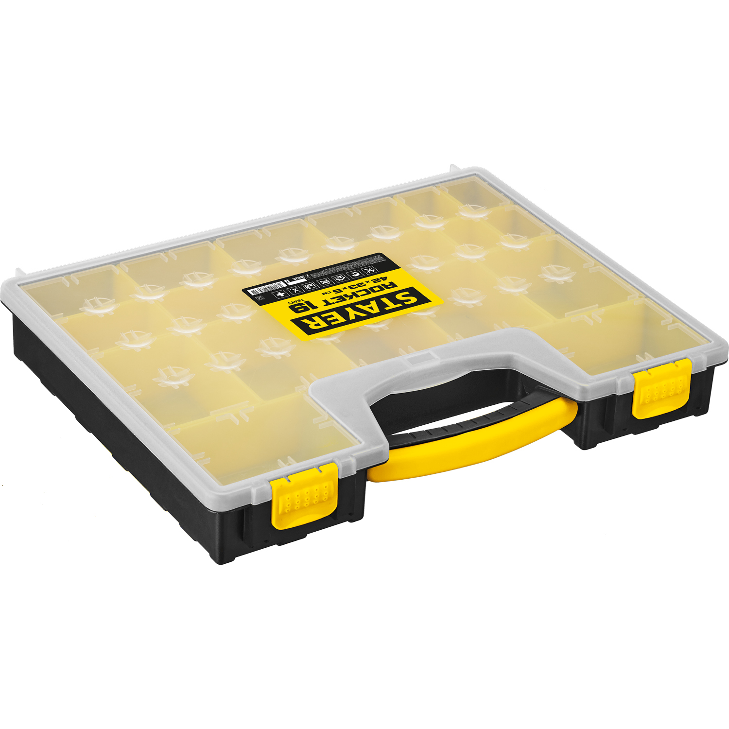 STAYER ROCKET-19, 420 x 330 x 50 мм, (16.5″), пластиковый органайзер с 19 съемными лотками (2-38032)