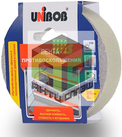 Противоскользящая лента «Unibob», 25 мм x 5 м, прозрачная