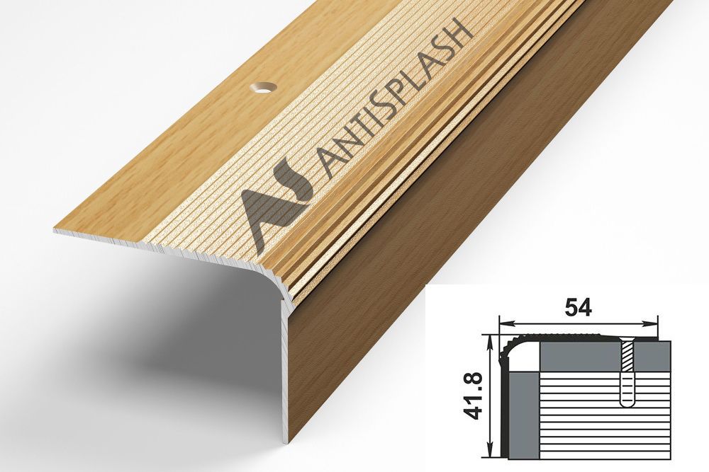 Порог алюминиевый  ПУ-02 54x41,8x1800 мм, бук натуральный