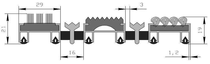 Привдерная решетка "Эконом" бруш+резина+текстиль+скребок