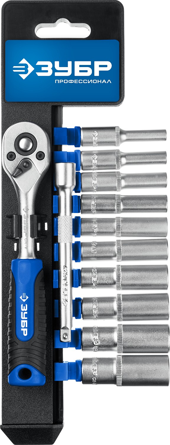 ЗУБР ТМ-12У, 12 предм., (1/4″), набор торцовых головок, Профессионал (27651-H12)