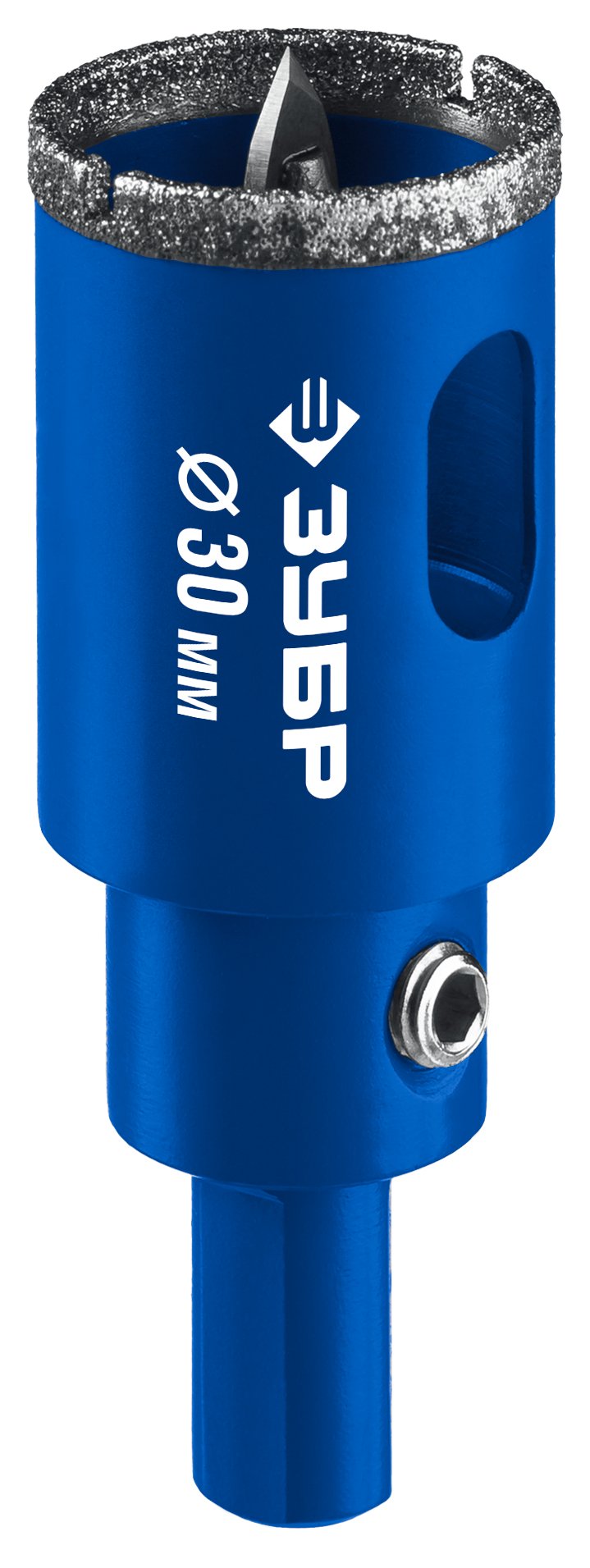 ЗУБР АГК d 30 мм (центр. сверло, трехгр. хвост, Р60), Алмазная коронка, Профессионал (29850-30)