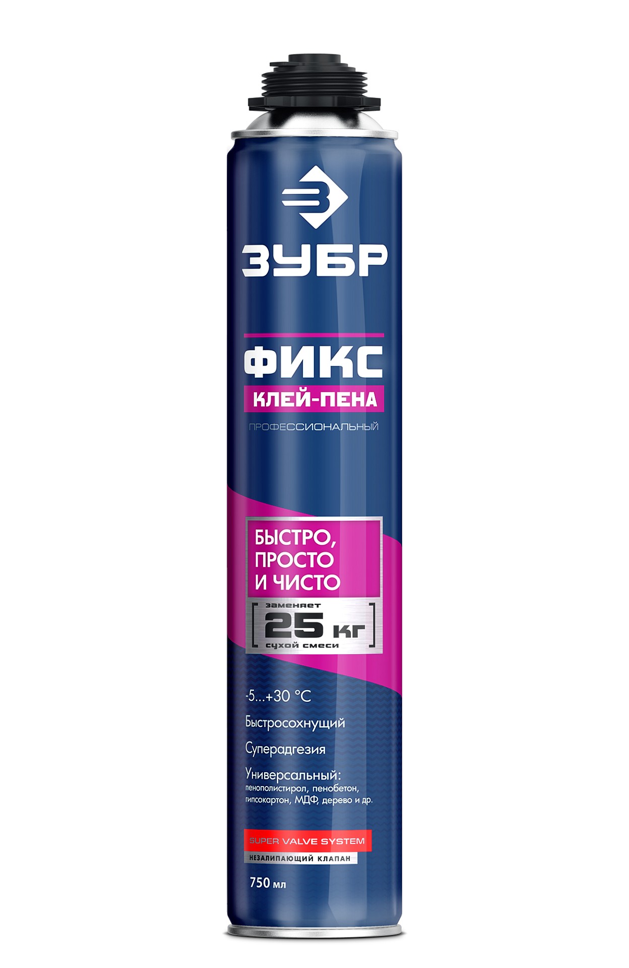 ЗУБР ФИКС, 750 мл, пистолетный, универсальный клей-пена, Профессионал (41150)