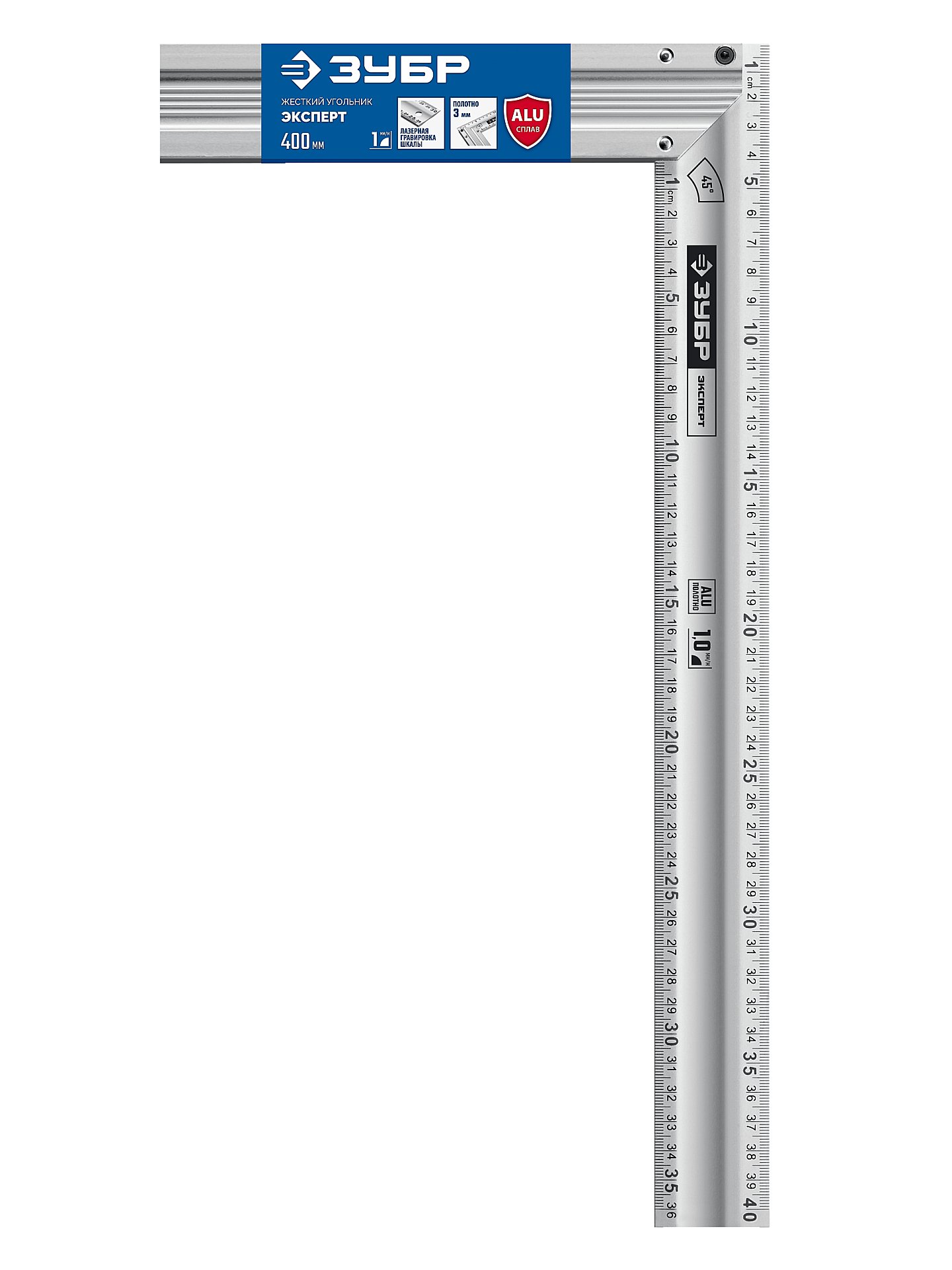 ЗУБР ЭКСПЕРТ 400 мм, жесткий столярный угольник, Профессионал (34392-40)