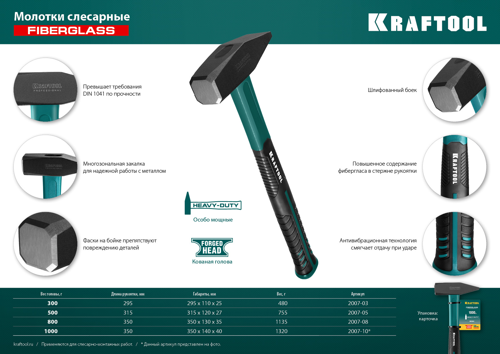 KRAFTOOL Fiberglass, 800 г, слесарный молоток (2007-08)
