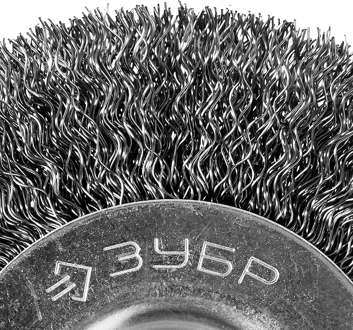 ЗУБР 100 х 12.7 мм, витая, стальная проволока 0.3 мм, дисковая щетка-крацовка для точильно-шлифовального станка, Профессионал (35185-100)