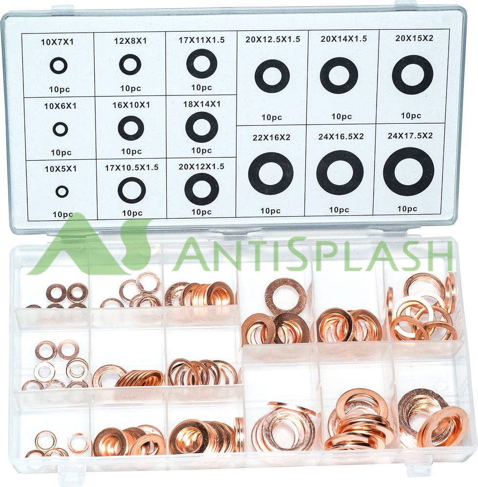 Набор медных шайб Ф5-Ф17, 150 шт