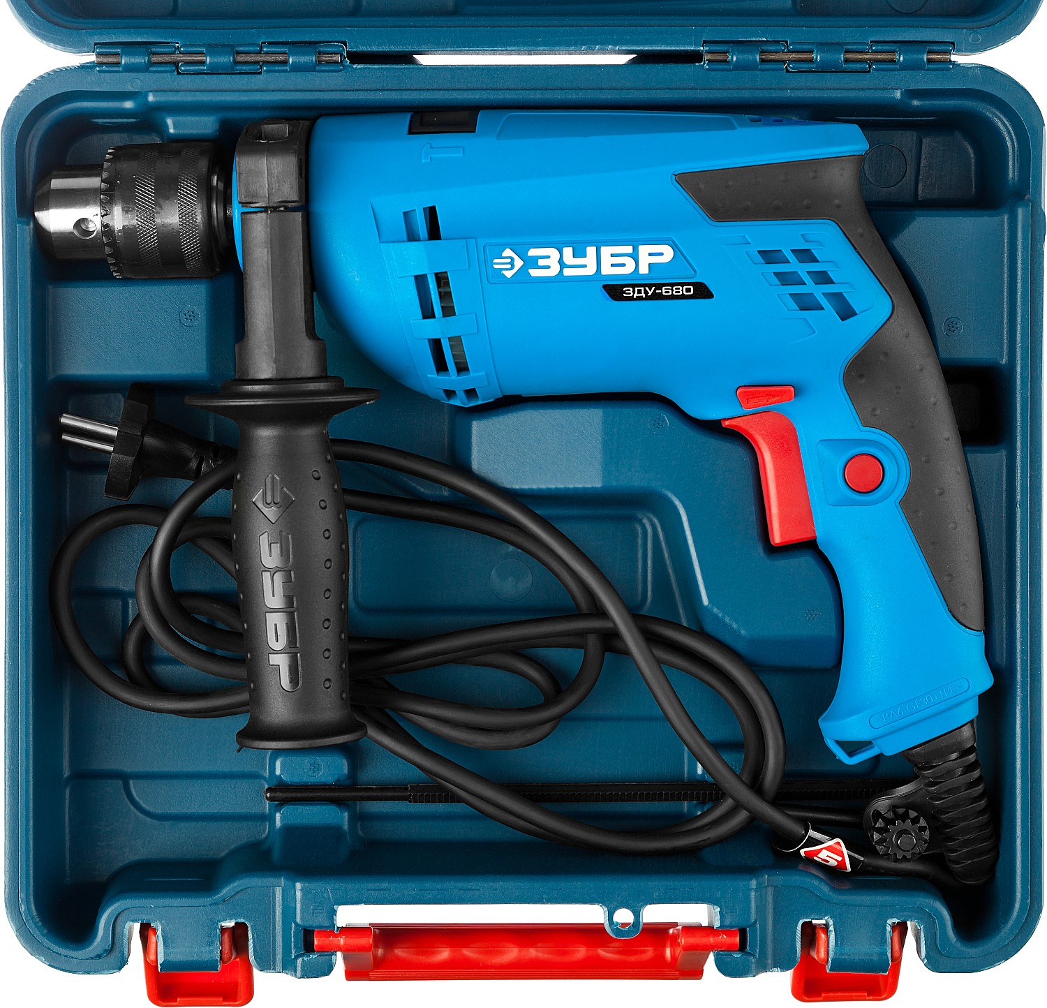 Дрель удар, ЗУБР Профессионал ЗДУ-680 ЭРКМ2, патрон 13мм, реверс, сталь-10мм/бетон-13мм/дерево-20мм, 0-3000 об/мин, 0-48000 уд/мин, 680 Вт, кейс