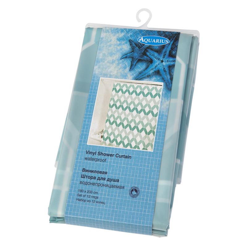 Штора PEVA "Havana" 180x200см, цв. голубой