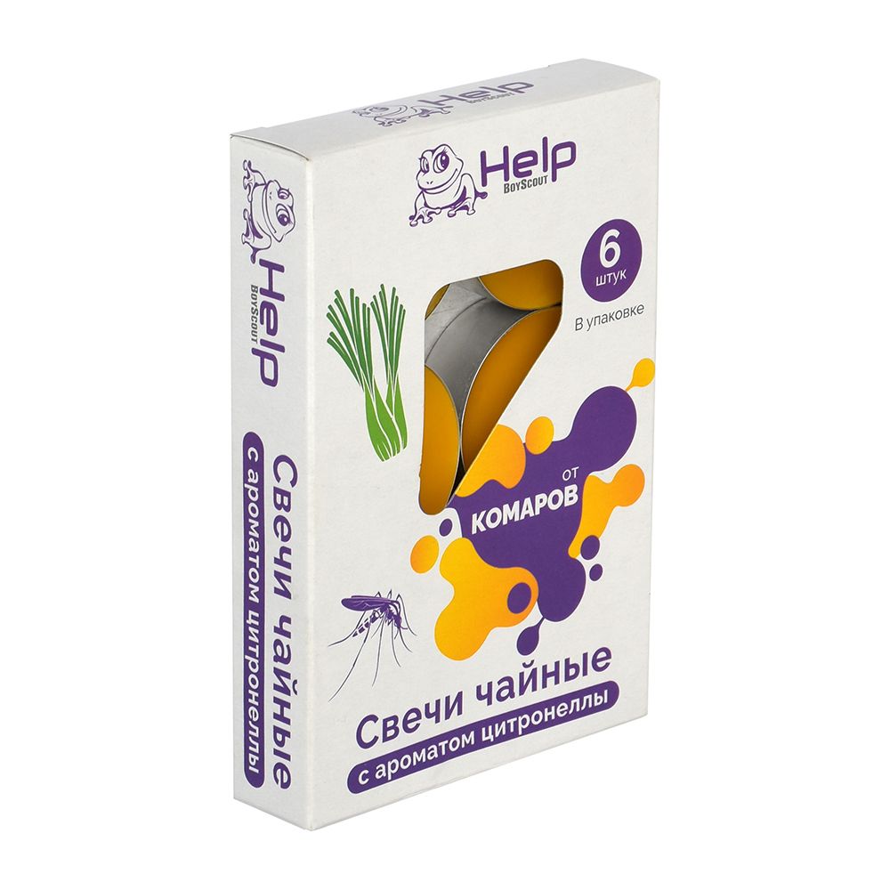 Свечи чайные от КОМАРОВ, c ароматом цитронеллы, 6 шт. в уп.