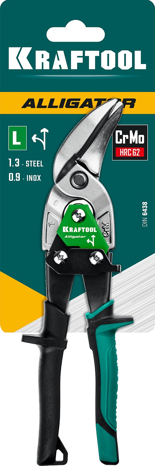 KRAFTOOL Alligator, 250 мм, левые усиленные ножницы по металлу с выносом (2328-OL)