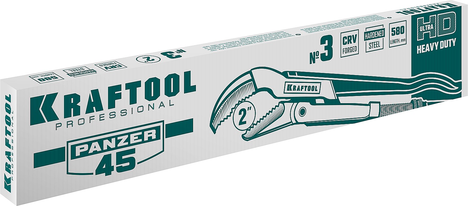 KRAFTOOL PANZER-45, №3, 2″, 580 мм, трубный ключ с изогнутыми губками (2735-20)