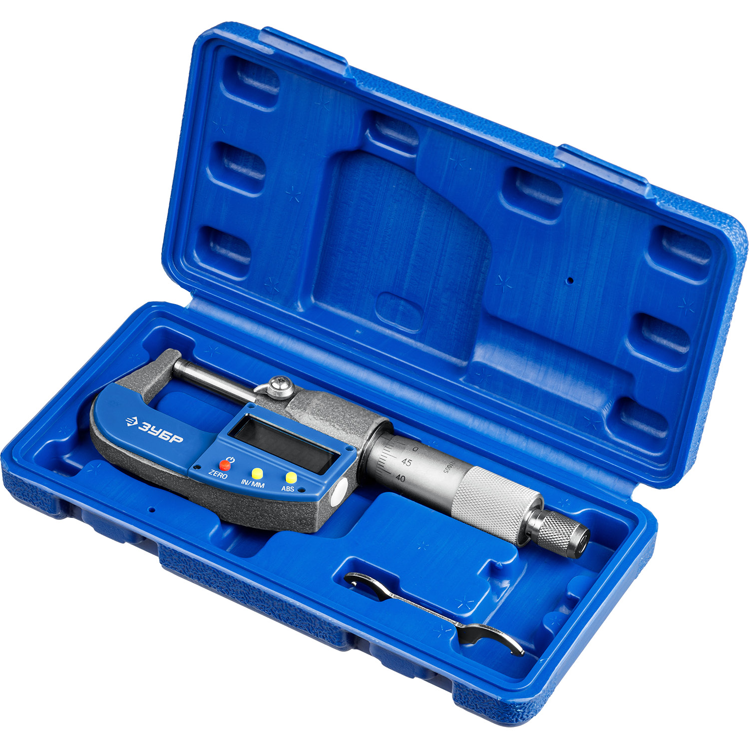 ЗУБР МКЦ 25, 0 - 25 мм, гладкий цифровой микрометр, Профессионал (34482-25)