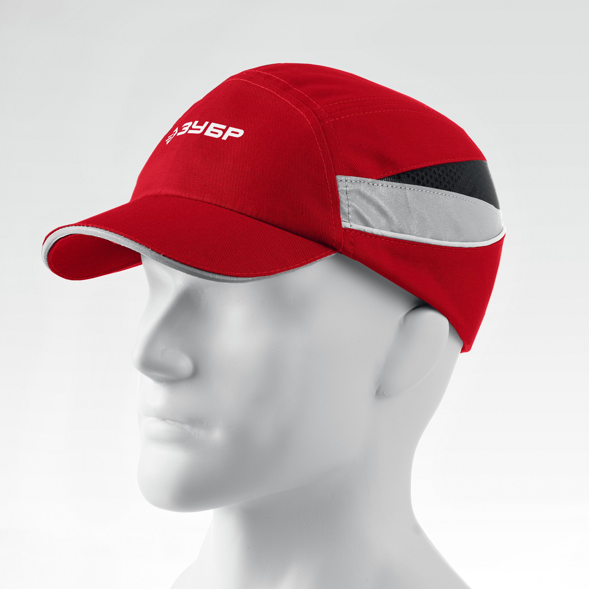 ЗУБР БИНОМ, красная, ударопрочный корпус, укороченный козырёк 55мм, размер от 54 до 59см, защитная каскетка, Профессионал (11096)