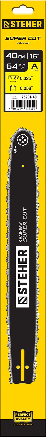 STEHER type A, шаг 0.325″, паз 1.5 мм, 40 см, шина для бензопил (75201-40)