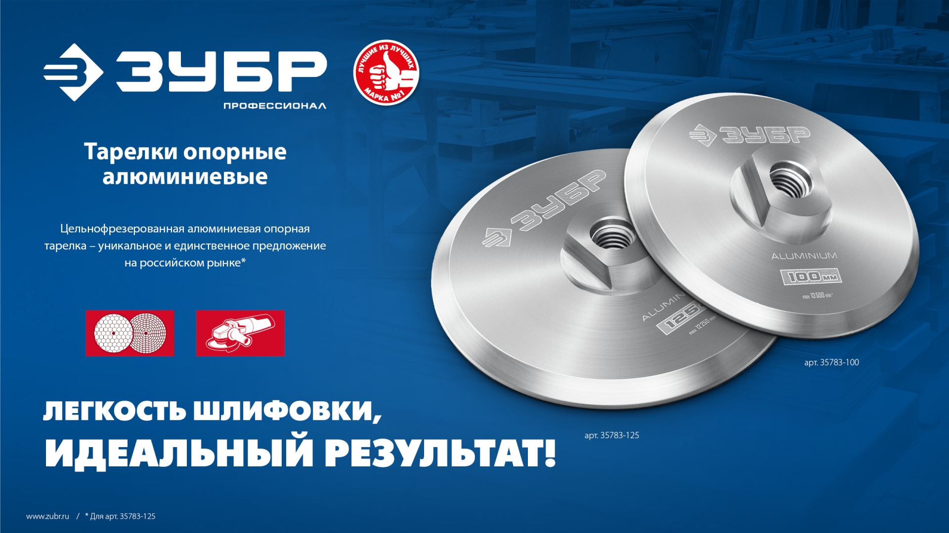 ЗУБР d 125 мм, М14, держатель алюминиевый для АГШК, ПРОФЕССИОНАЛ (35783-125)