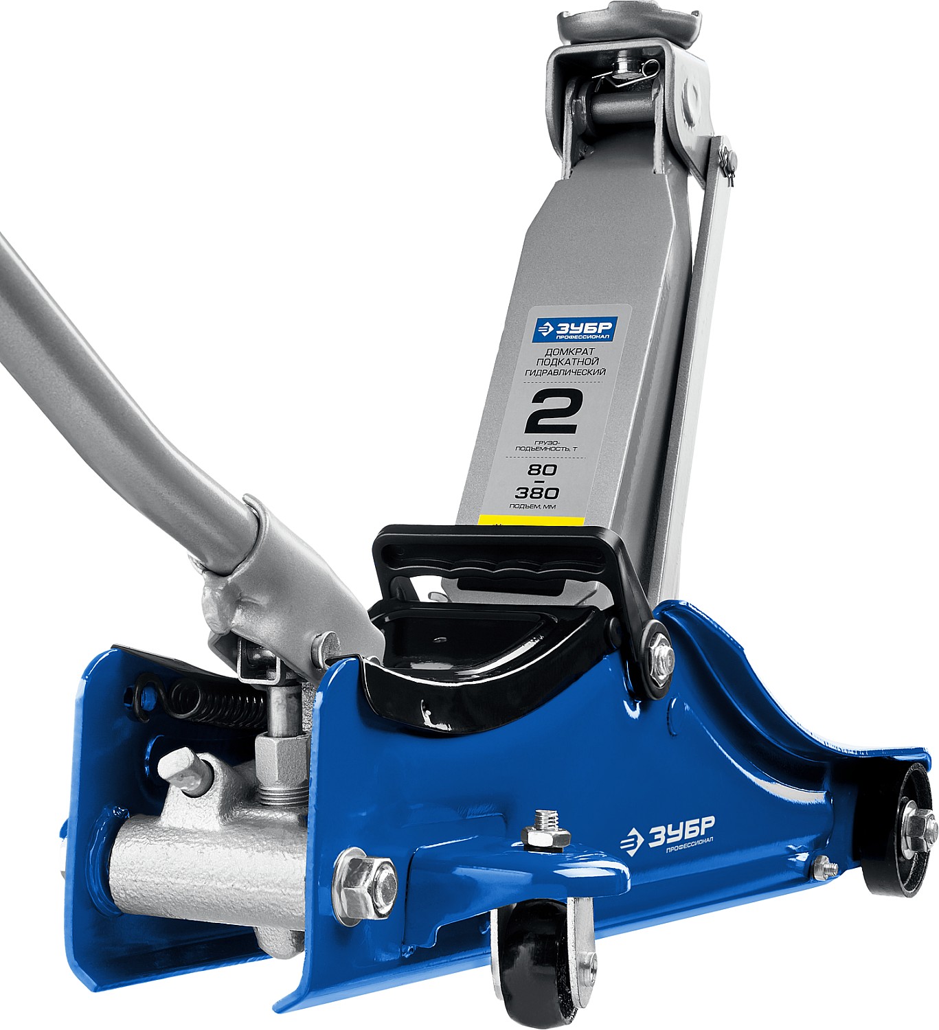 ЗУБР Т-55, 2 т, 80 - 380 мм, подкатной домкрат с увеличенным подъемом и низким подхватом, Профессионал (43058-2)