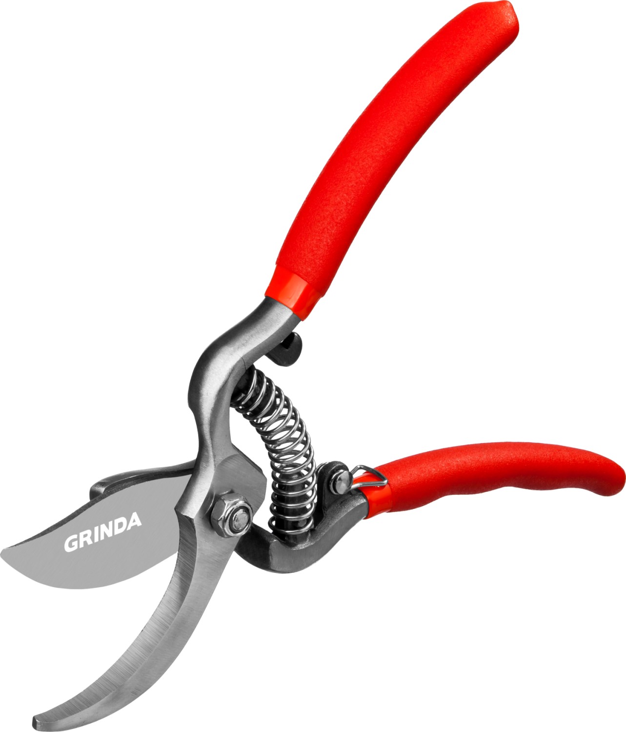 GRINDA G-1, 150 мм, цельнокованые лезвия, стальные рукоятки, покрытие ПВХ, плоскостной мини-секатор (423101)