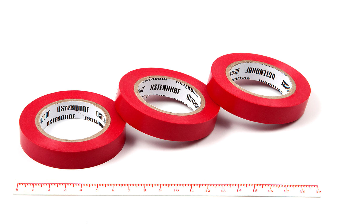 Изолента ПВХ 15мм x 20м красная (толщ.0,12 мм, вес ~40 г) Ostendorf
