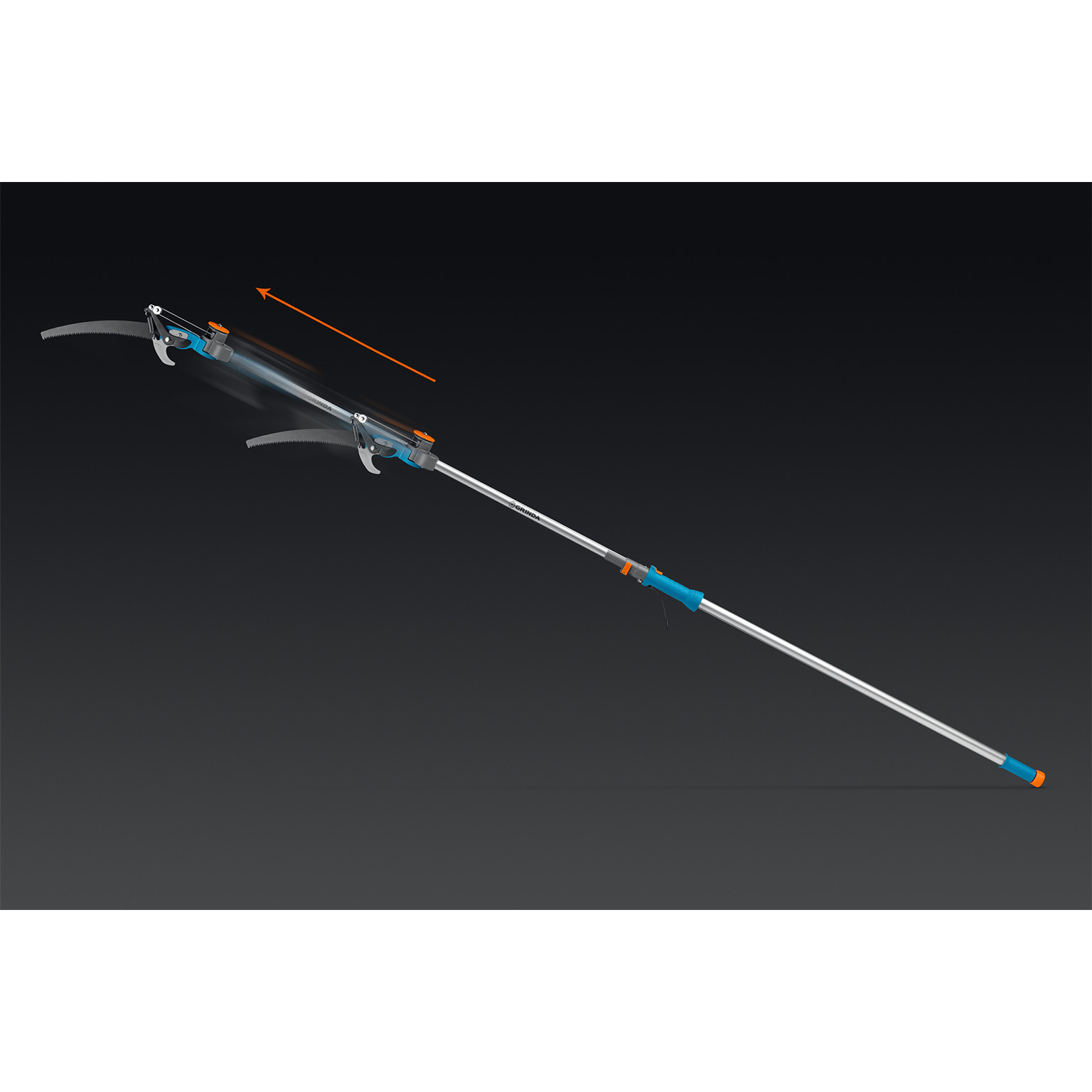 GRINDA GX-4000, длина 2-2,8 м, пила 350мм, рез до 30 мм, лезвия из нержавеющей стали, телескопический высоторез с пилой, PROLine (424530)