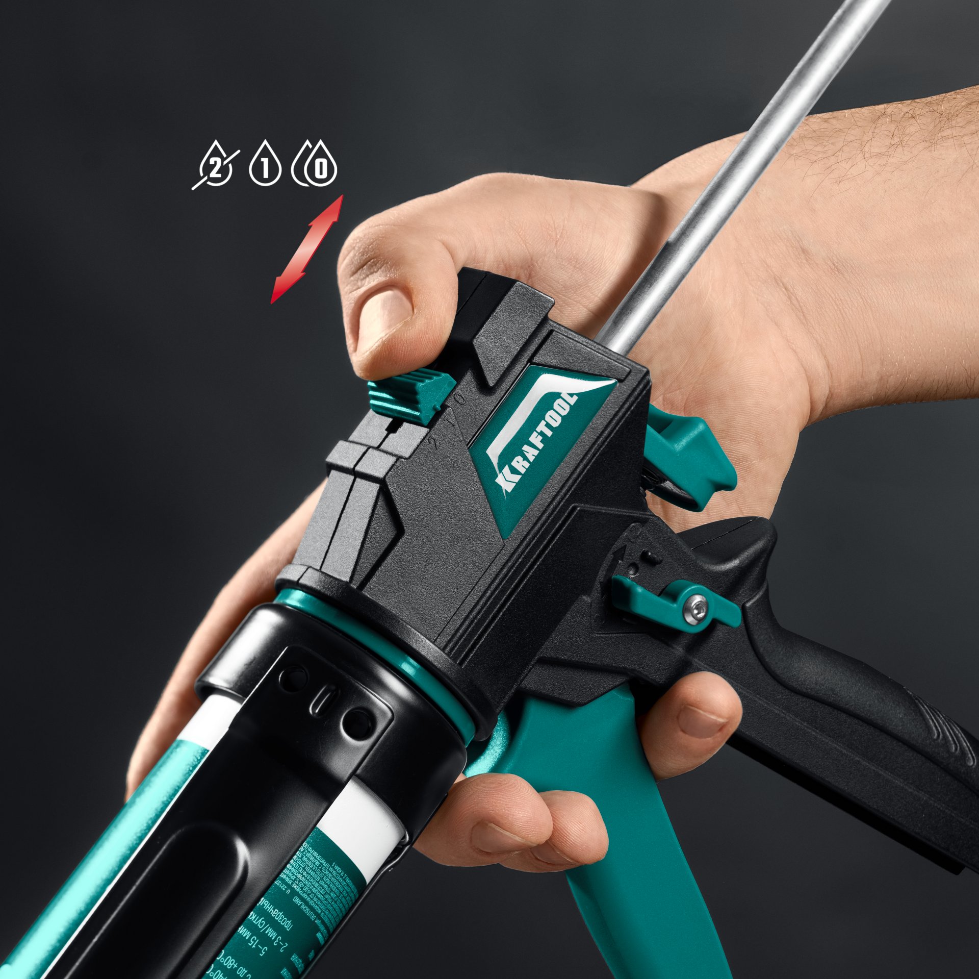 KRAFTOOL ULTRA 310 мл, вариативная антикапельная система, регулировка силы давления, усиленный cкелетный поворотный пистолет для герметика (06679)