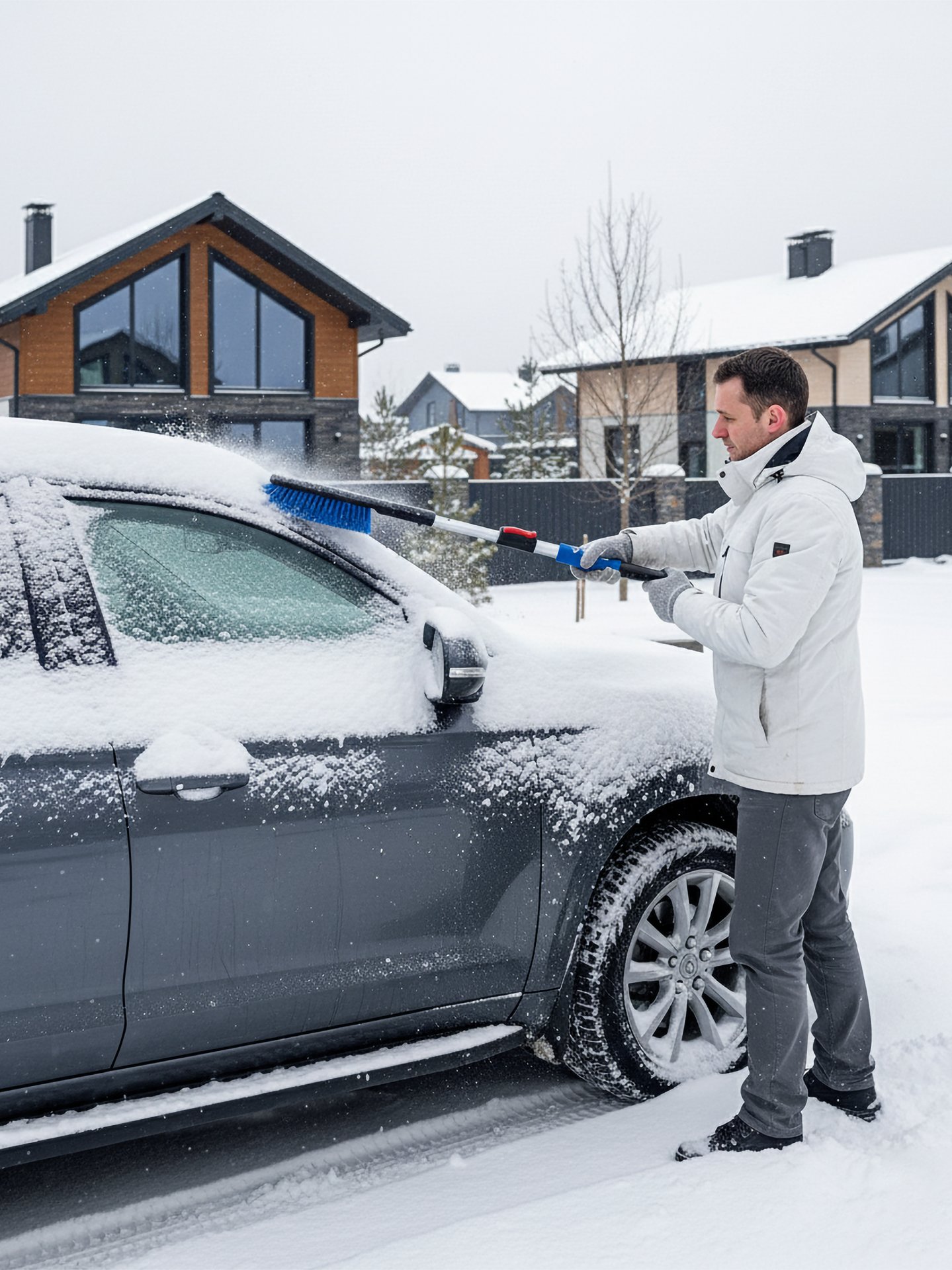 ЗУБР телескопическая щётка от снега со скребком автомобильная, 775-1000 мм, Профессионал (61066)