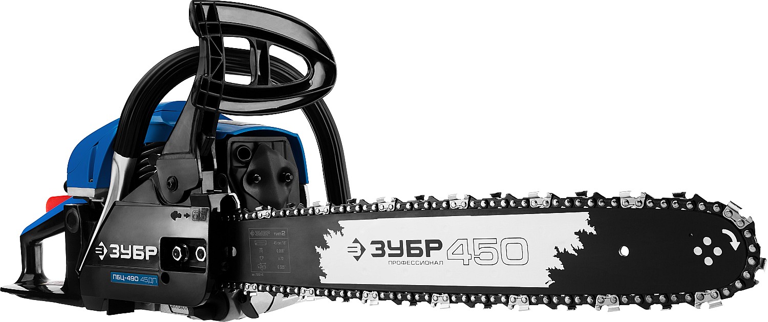 ЗУБР 49 см3, 45 см, бензопила, Профессионал (ПБЦ-490 45ДП)