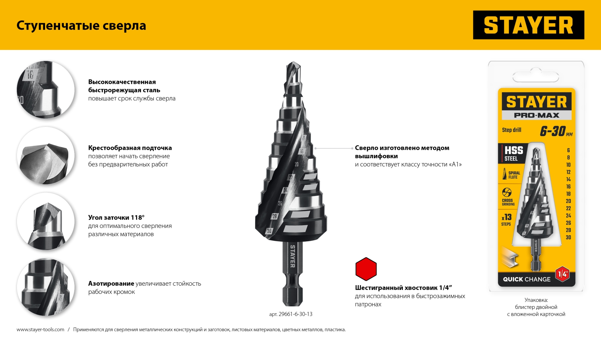 STAYER Pro-Max 3 шт, 4-38мм, винтовая спираль, набор сверл ступенчатых (29661-4-38-H3)
