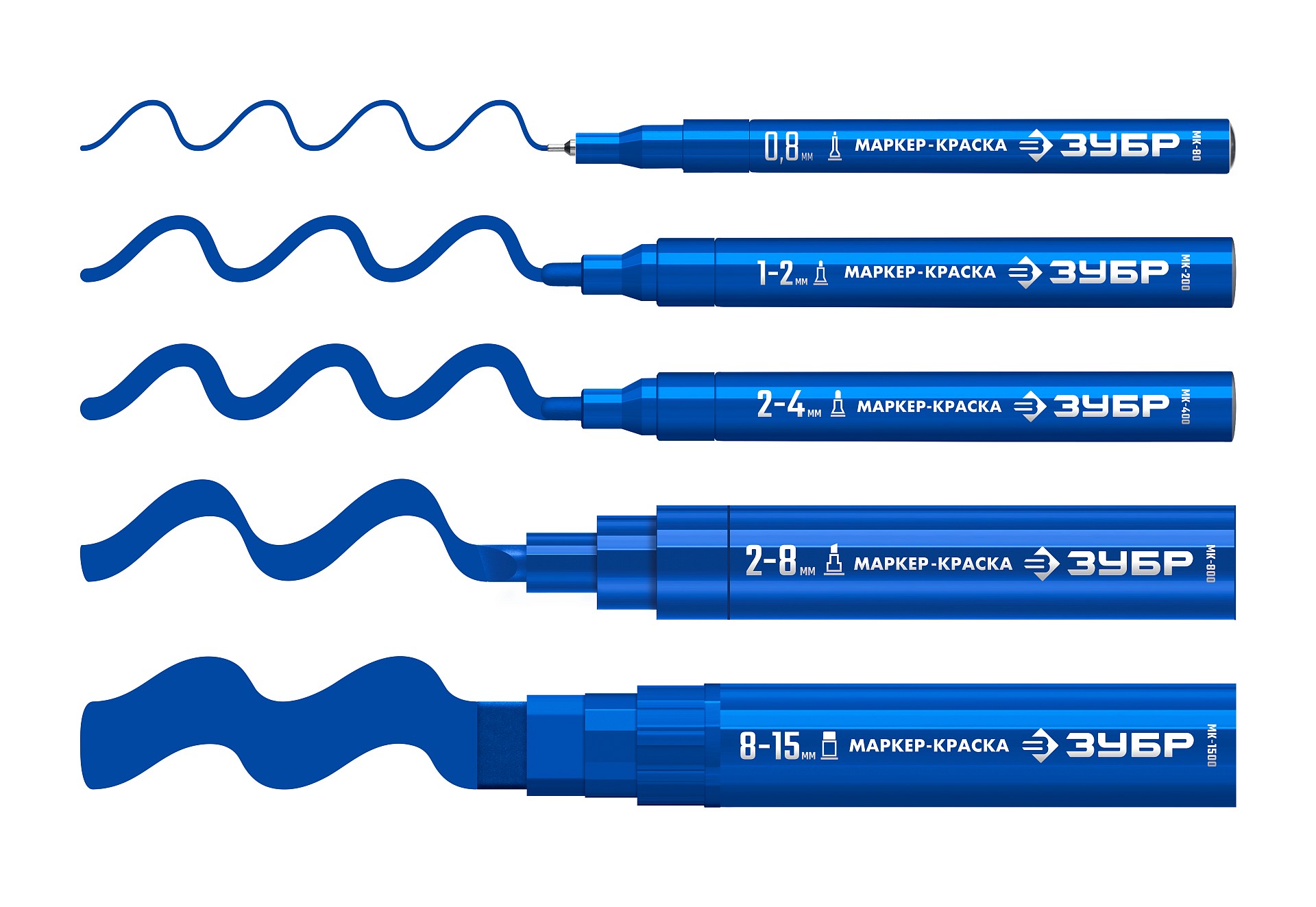 ЗУБР МК-800 синий, 2-8 мм клиновидный маркер-краска (06327-7)