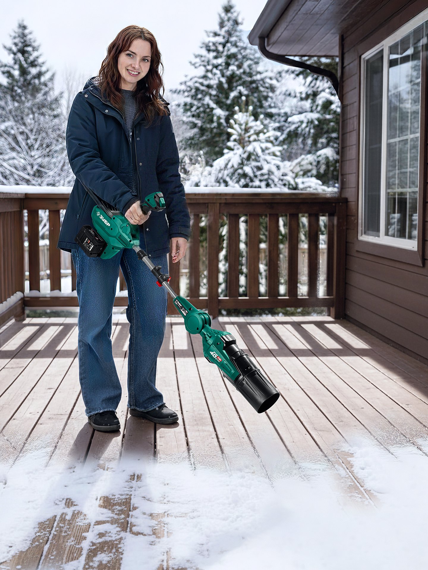 ЗУБР 40 В (2x20В), 1400 м3/ч, 2 АКБ LMS (4 Ач), воздуходувка аккумуляторная (ВА-1400-42)