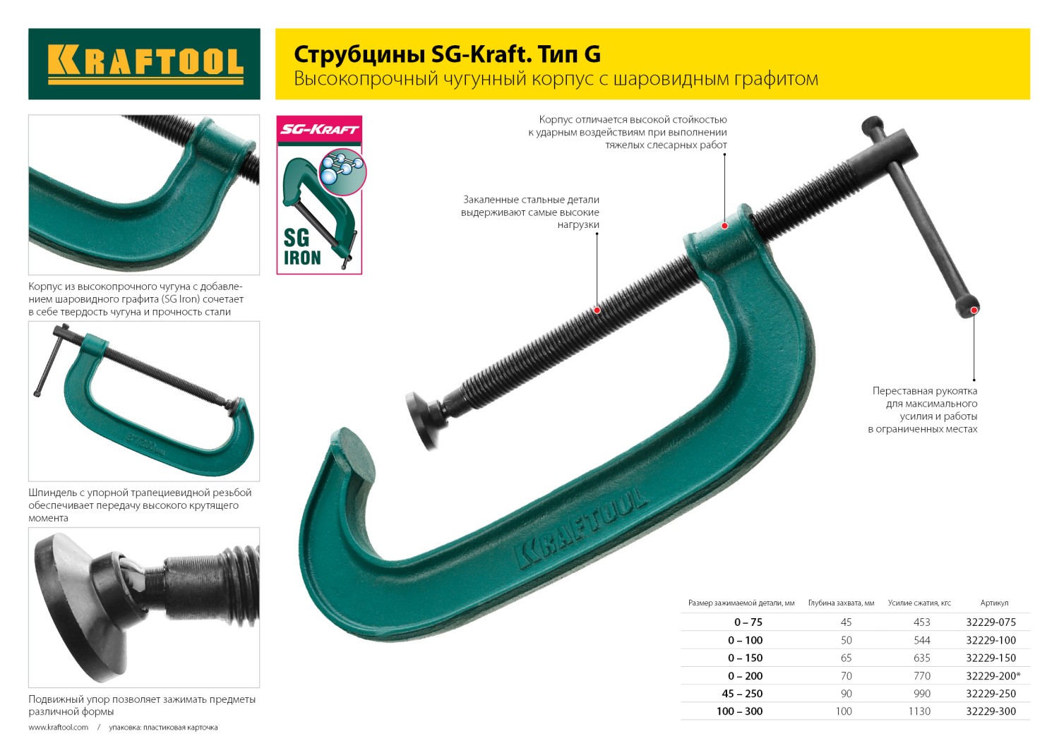 KRAFTOOL Extrem-75, 75 х 45 мм, струбцина G-образная (32229-075)