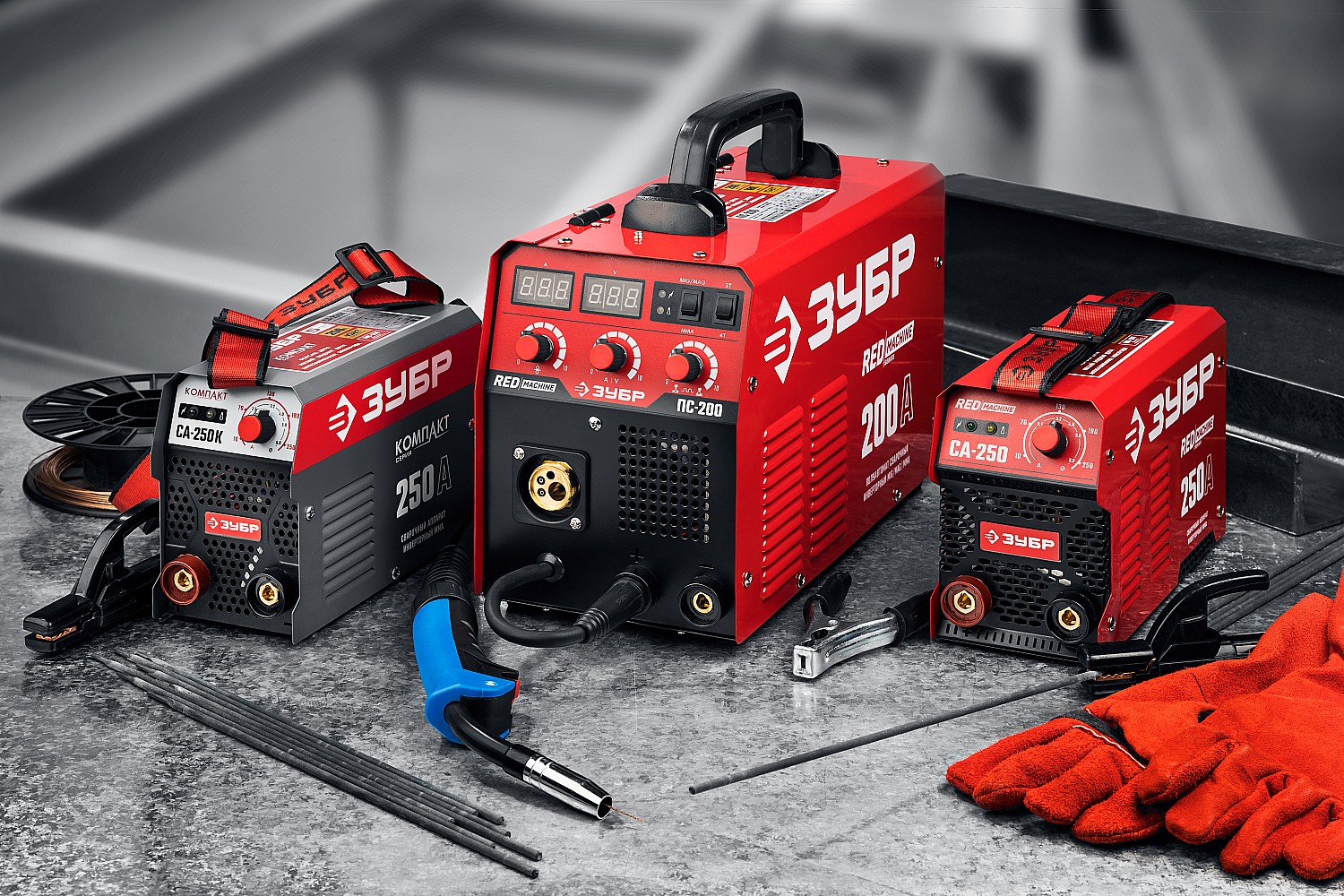 ЗУБР MIG-MAG / ММА, 200 А, RED MACHINE, сварочный полуавтомат инверторный (ПС-200)