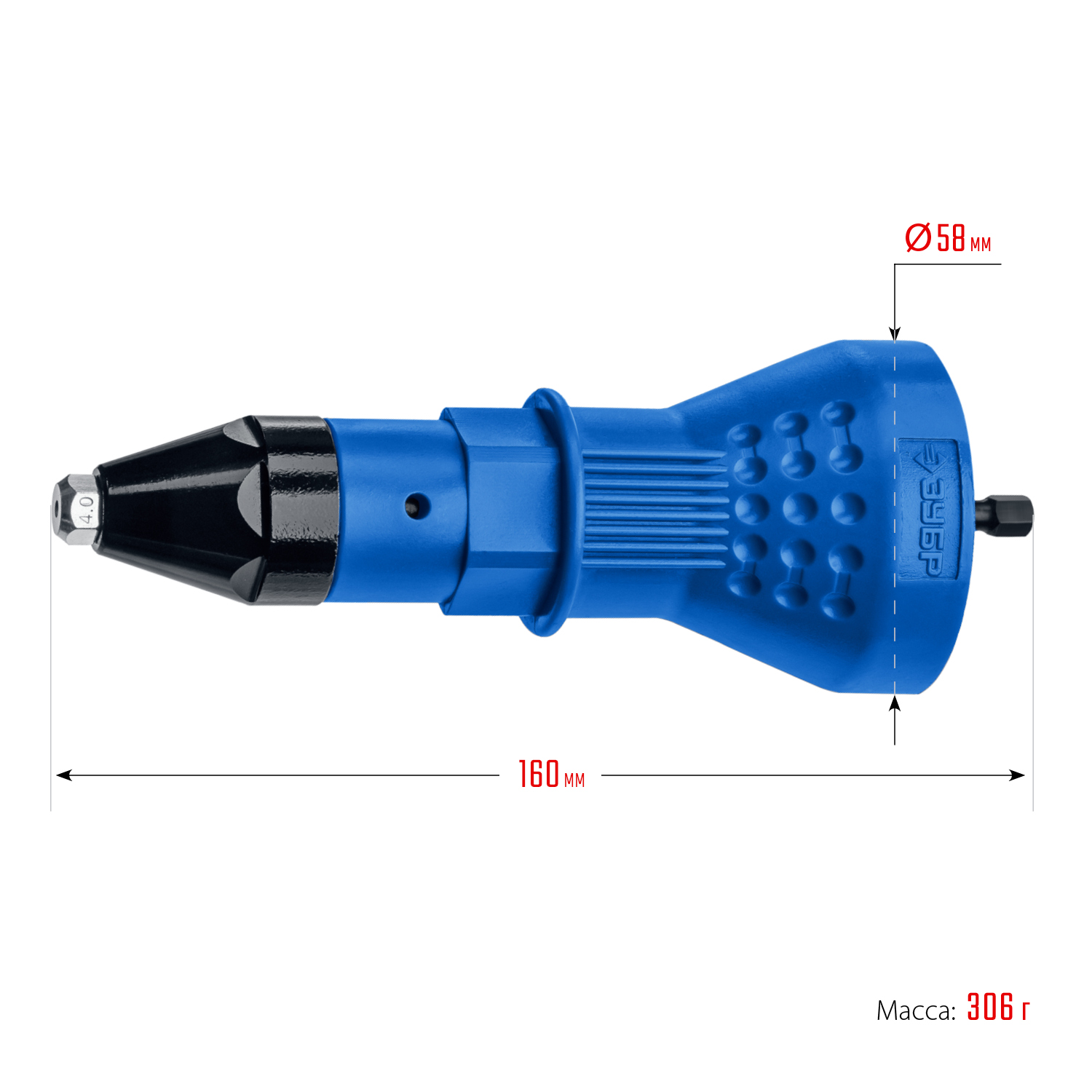 ЗУБР НВ-48, 2.4 - 4.8 мм, насадка-заклепочник на шуруповерт, Профессионал (31220)