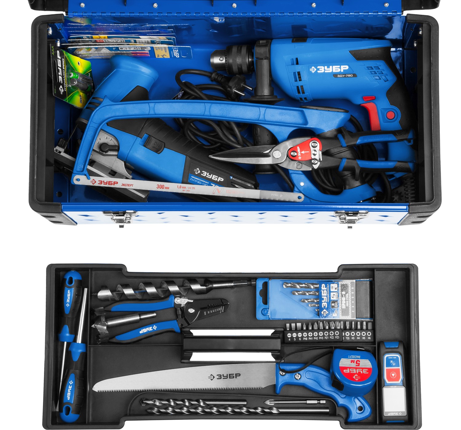 ЗУБР СПЕЦ-21, 530 x 270 x 240 мм, (21″), металлический ящик для инструментов, Профессионал (38155-21)
