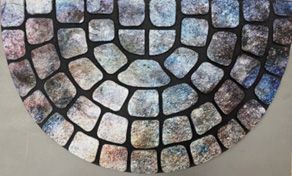 Коврик придверный флокированный "Морские камни" 45х75 см полукруг