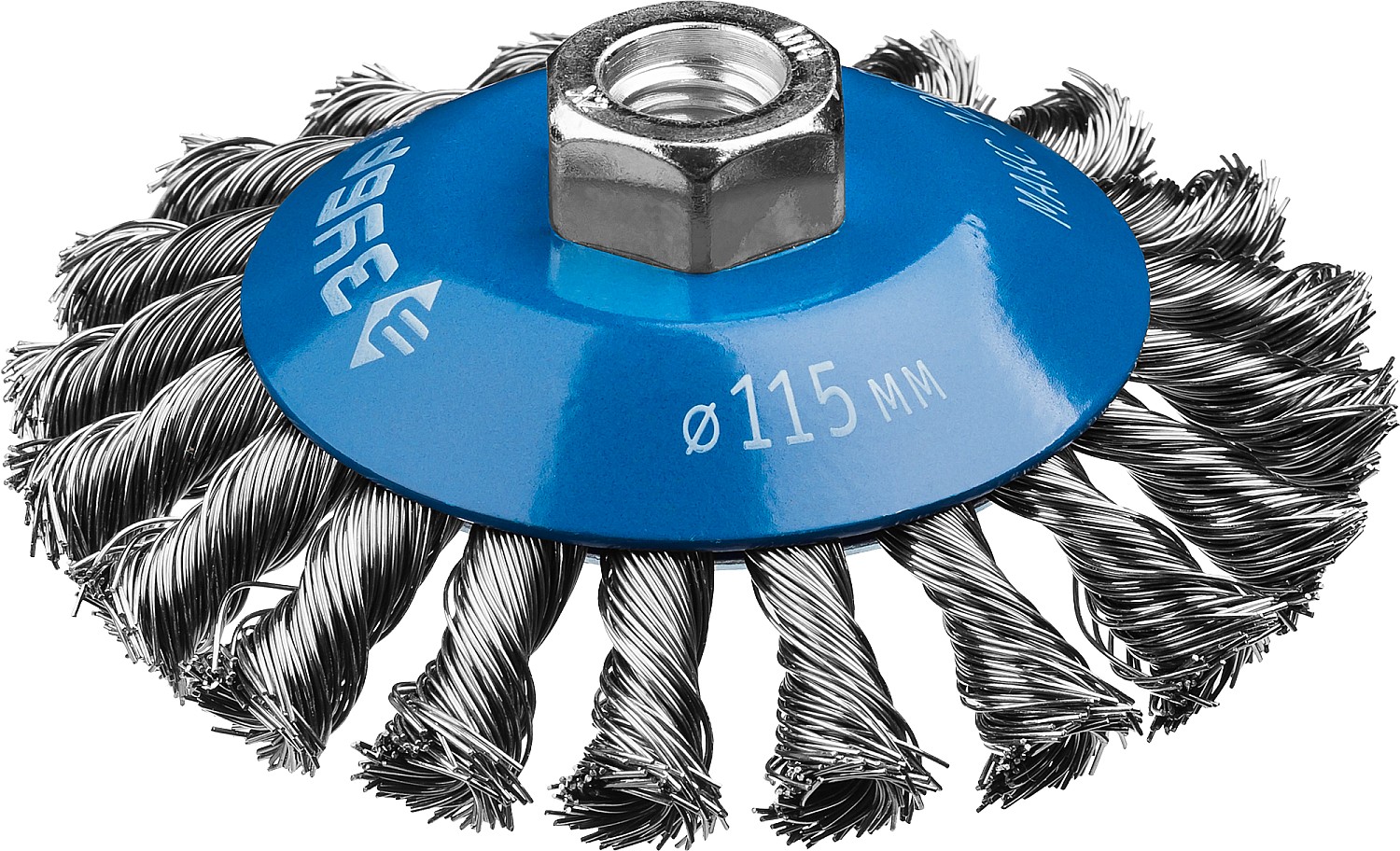 ЗУБР 115 мм, стальная проволока 0.5 мм, коническая щетка-крацовка для УШМ, Профессионал (35269-115)