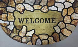 Коврик придверный флокированный "Добро пожаловать" 60x90 см полукруг