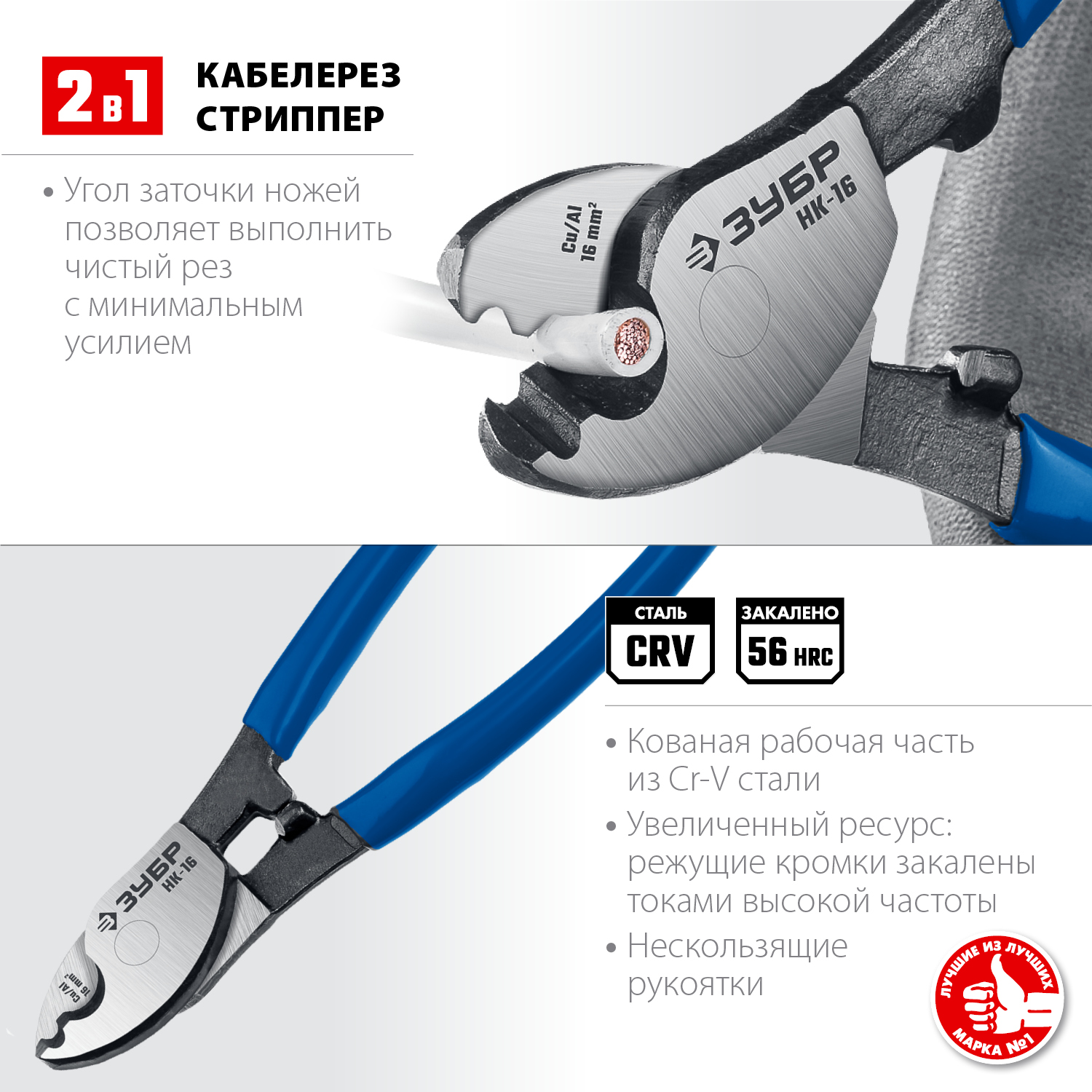 ЗУБР НК-16, d 9 мм, 160 мм, кабелерез, Профессионал (23343-15)