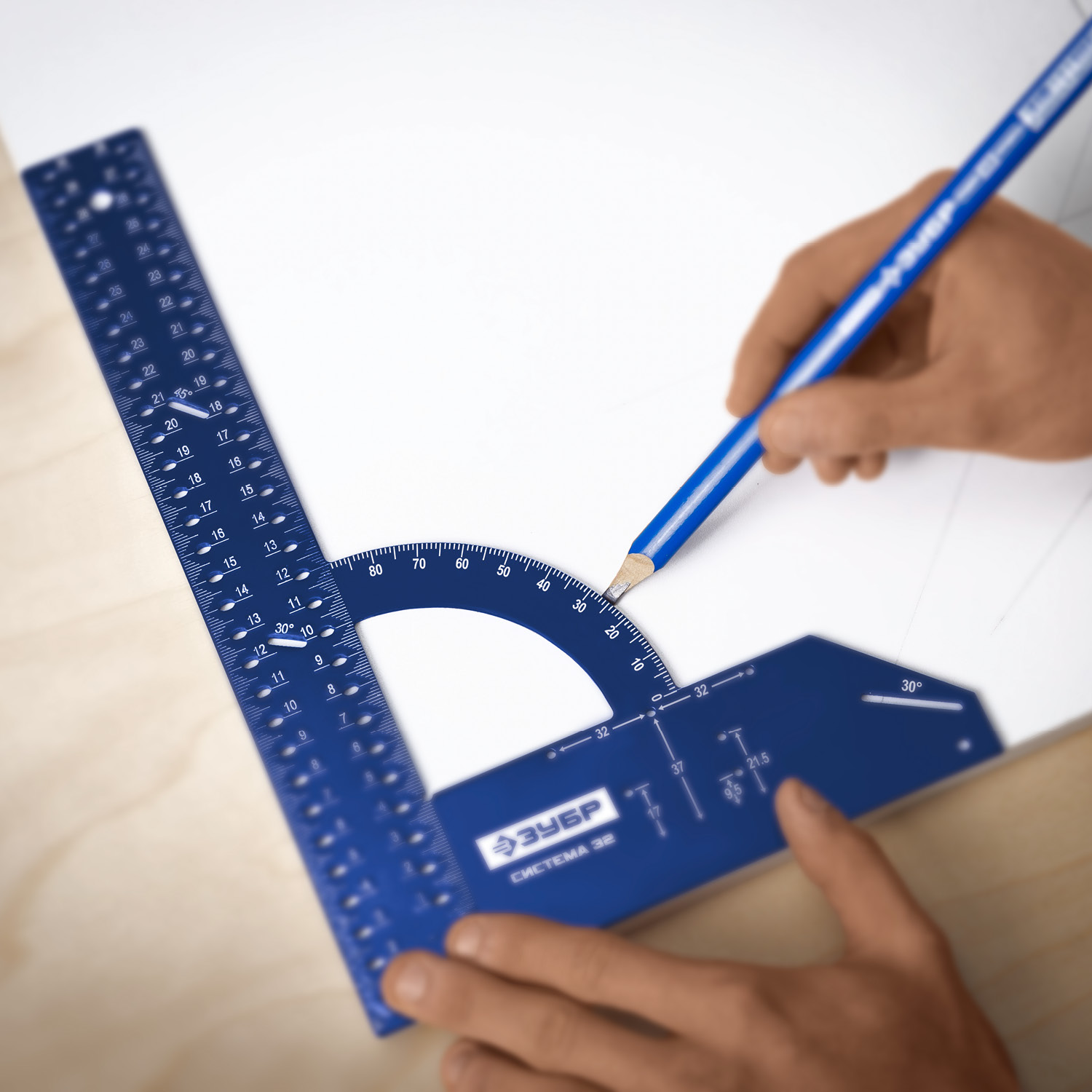 ЗУБР Система-32, разметочный мебельный угольник, Профессионал (34398-30)