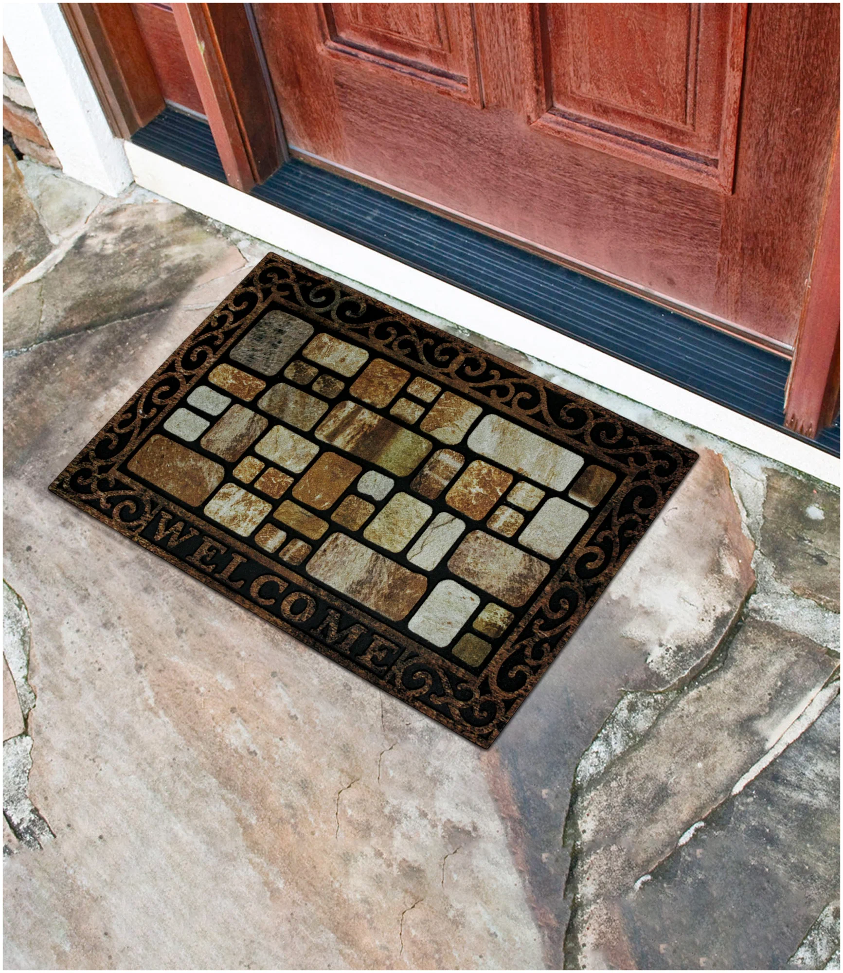 Коврик придверный флокированный "Добро пожаловать" 60x90 см